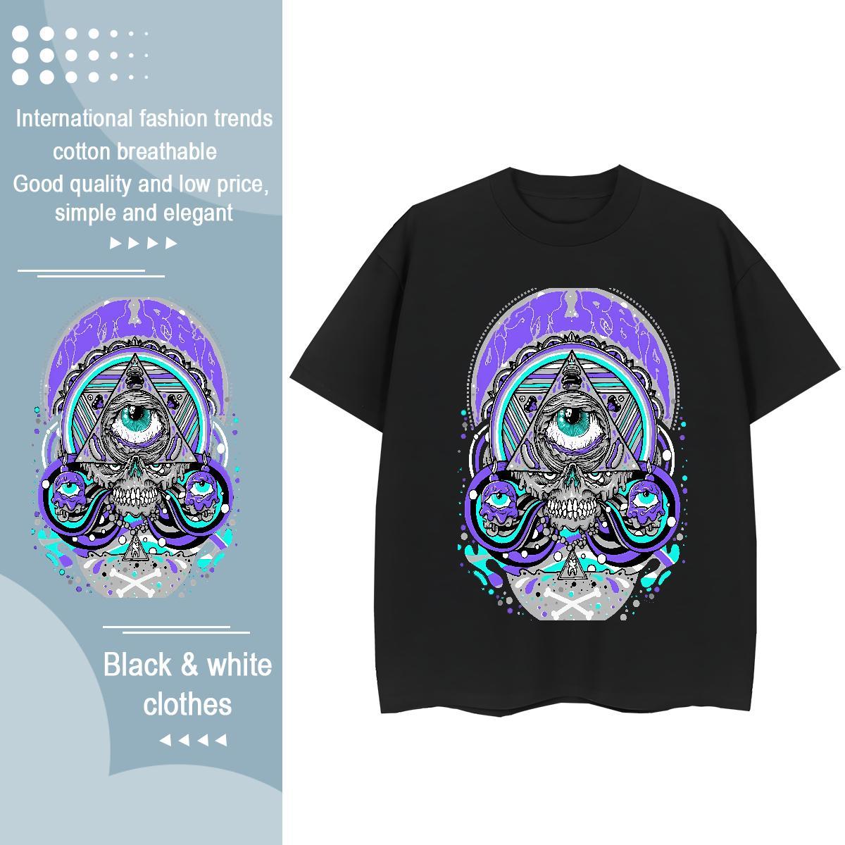 2024 Casual T-Shirts 230g Pure Cotton Breathable Hip Hop Street eye of the devil Woman Tshirt Female Customized Tops Tees