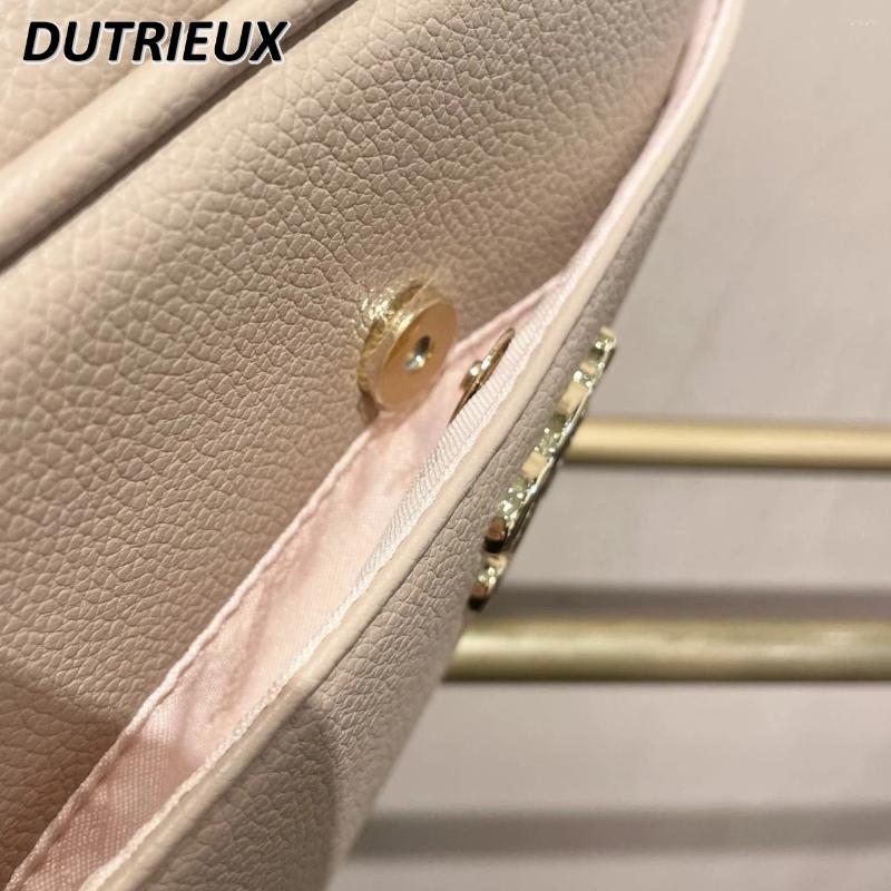 Cosmetic Bags Fashion Japanese Style Shoulder Strap Heavy Industry Leather Pu Crossbody Bag For Lady Simple Small Square Women's fashionable item