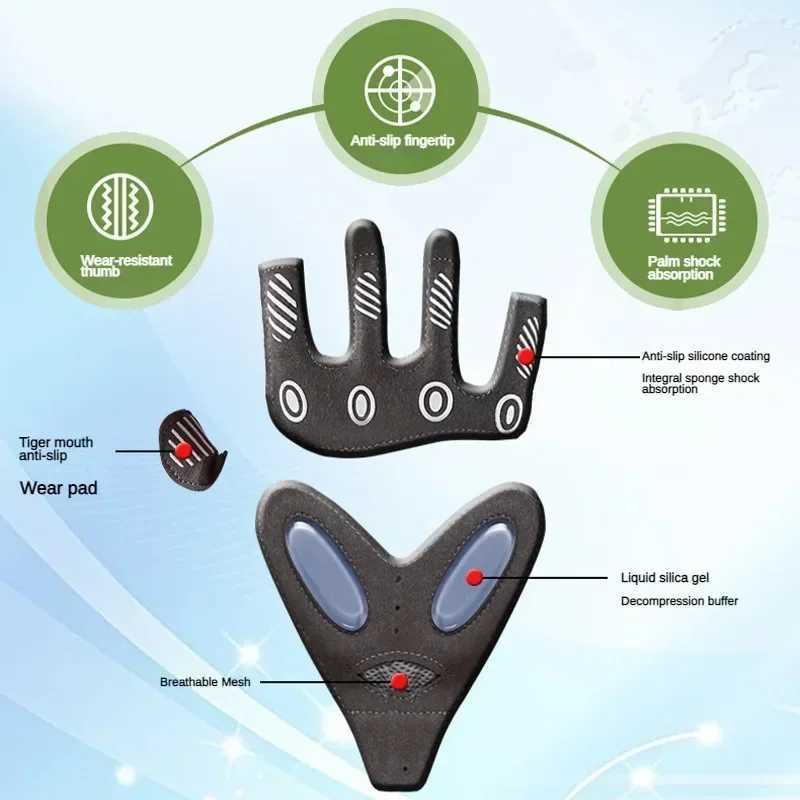 Womens sports gloves are suitable for outdoor sports. Non slip and shock-absorbing half finger gloves are durable and breathableW241018