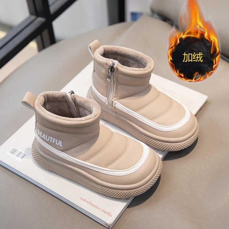 Boots Winter childrens snow boots velvet and thick boots girls and boys boots anti slip waterproof fashionable and soft childrens cotton shoes H241018