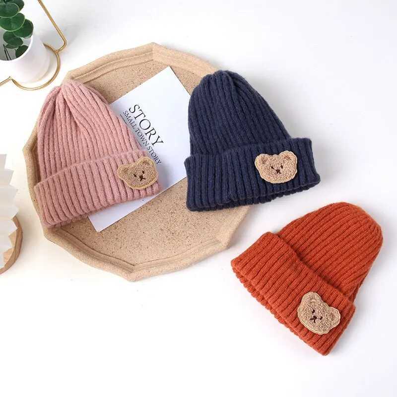 Cute Bear Baby Knit Hat Solid Color Soft Comfortable Toddler Beanies for Boy Girl Autumn Winter Warm Kids Knitted Hat LX241018