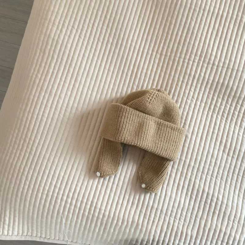 Korea Baby Knit Hat Solid Color Kids Beanies Autumn Winter Baby Bonnet Cap Children Ear Protection Caps For Girls Boys LX241018