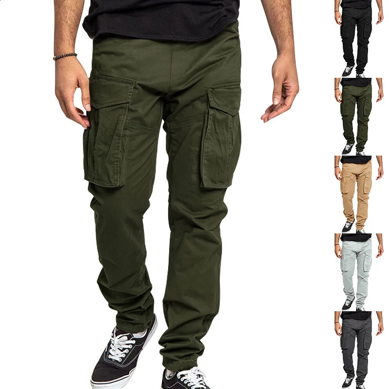 2024 AutumnWinter fleece mens multi-pocket pants Cross-border plus-size sports casual pants 241010