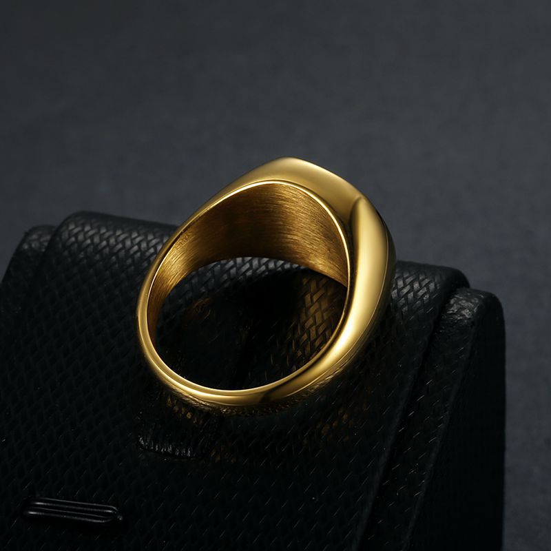 Hip Hop Simple Black Oil Drip Ring High Polished Stainless Steel 18k Gold Plated Men Jewelry