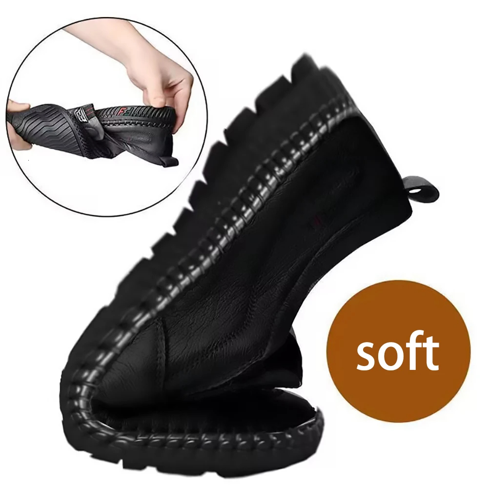 Summer Breathable Leather For Business Slip On Loafers Casual S Shoes Black Flats Men Work Office Driving Sneakers Ddmythur
