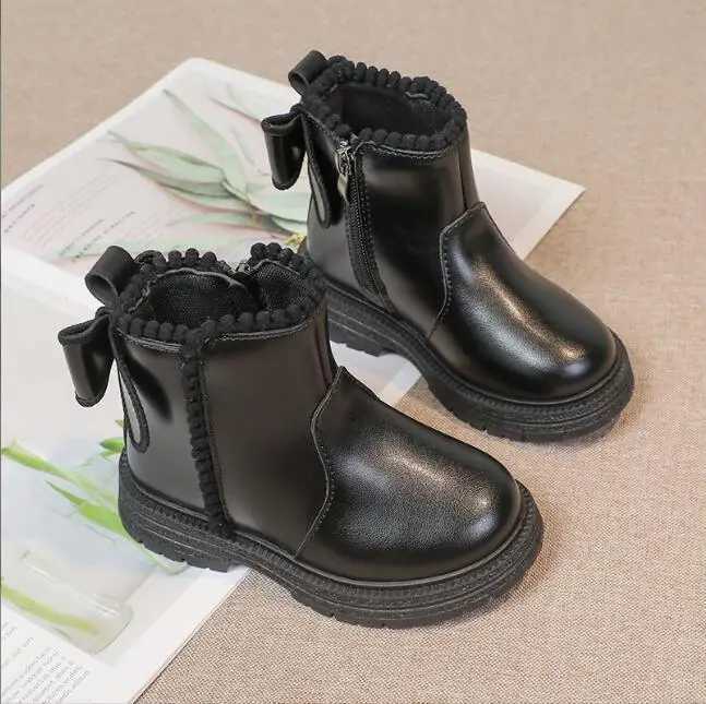 Boots Childrens Fashion Womens Leather Boots Princess Edition Anti slip Cool UK Side Zipper Anti slip Winter Childrens Snow Boots H241018