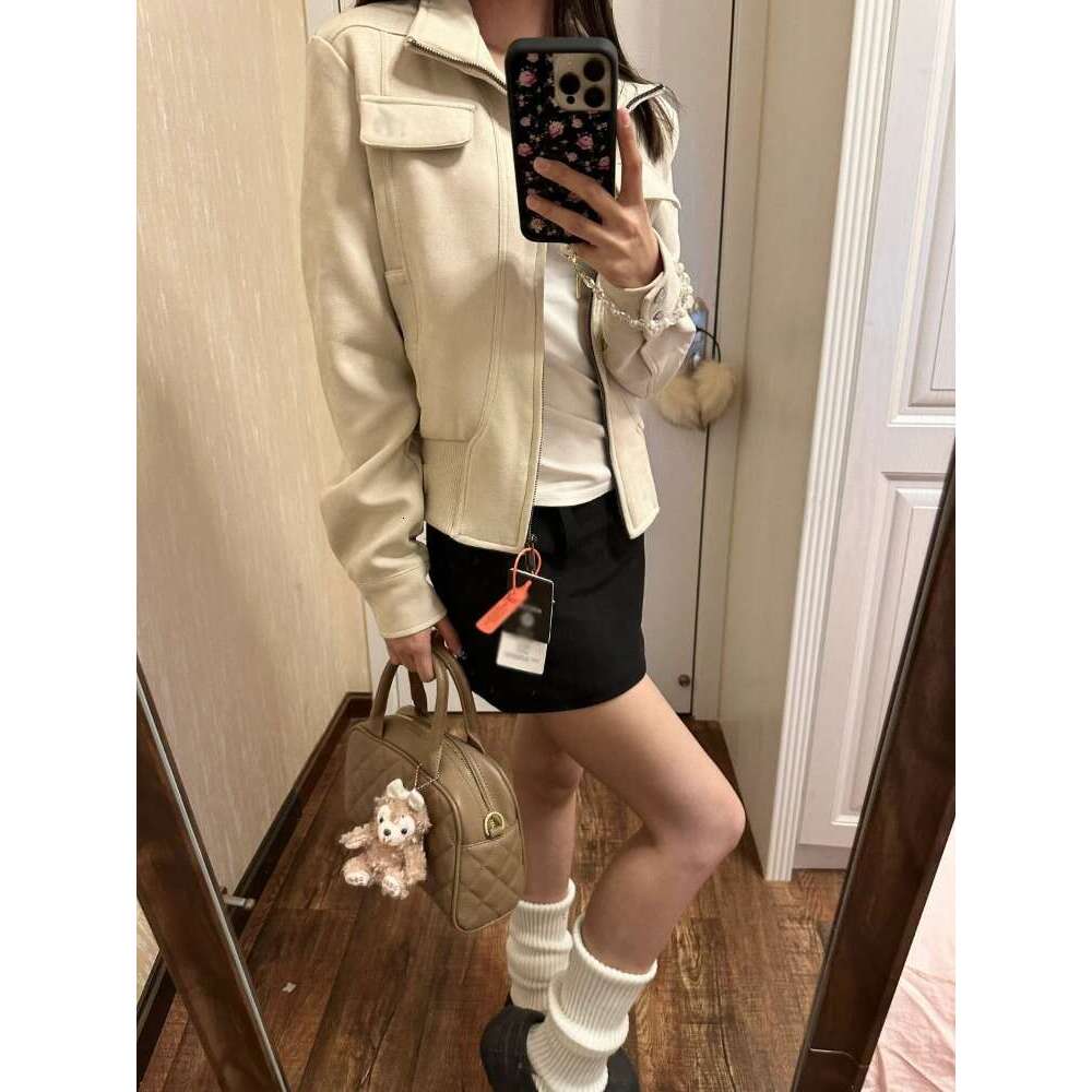 Y2k Vintage Fur Leather Coat Women 2024 Autumn New Long Sleeve Zipper Tops Mujer American Patchwork Locomotive Jackets