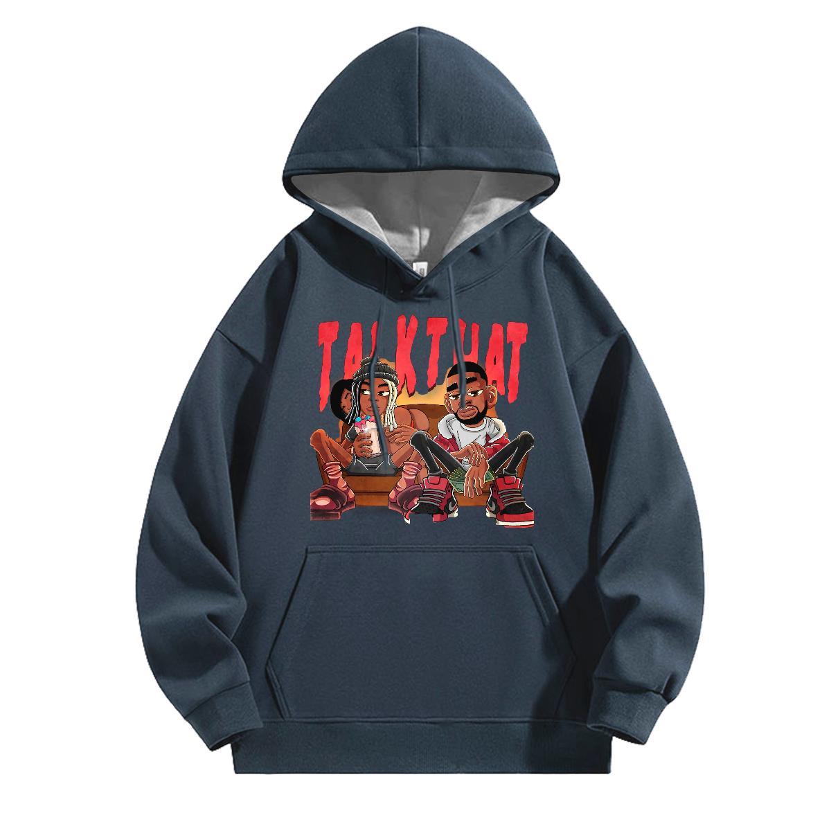 Free Shipping Hoodie Men Loose Couples Hoodie Cartoon Print Tops Pullover Hoodie Sports Casual Hooded Collar Long Sleeve Cotton 350g
