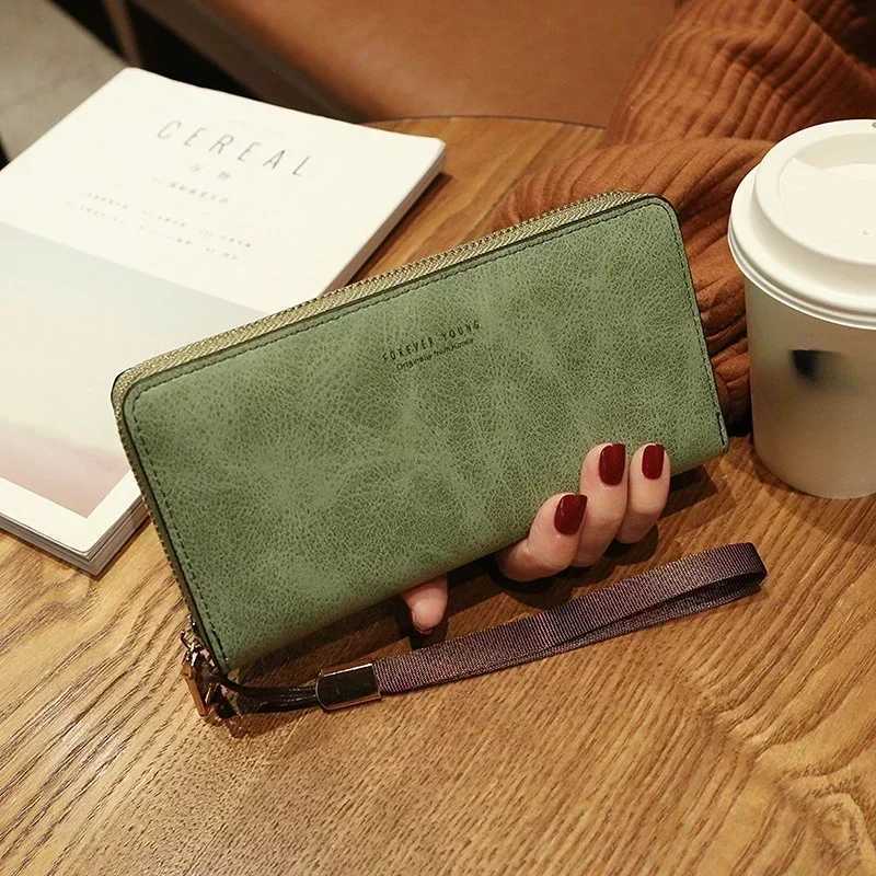 Womens long wallet casual Pu leather solid multi-purpose mobile phone bag coin card wallet portable handbag womens Z241018
