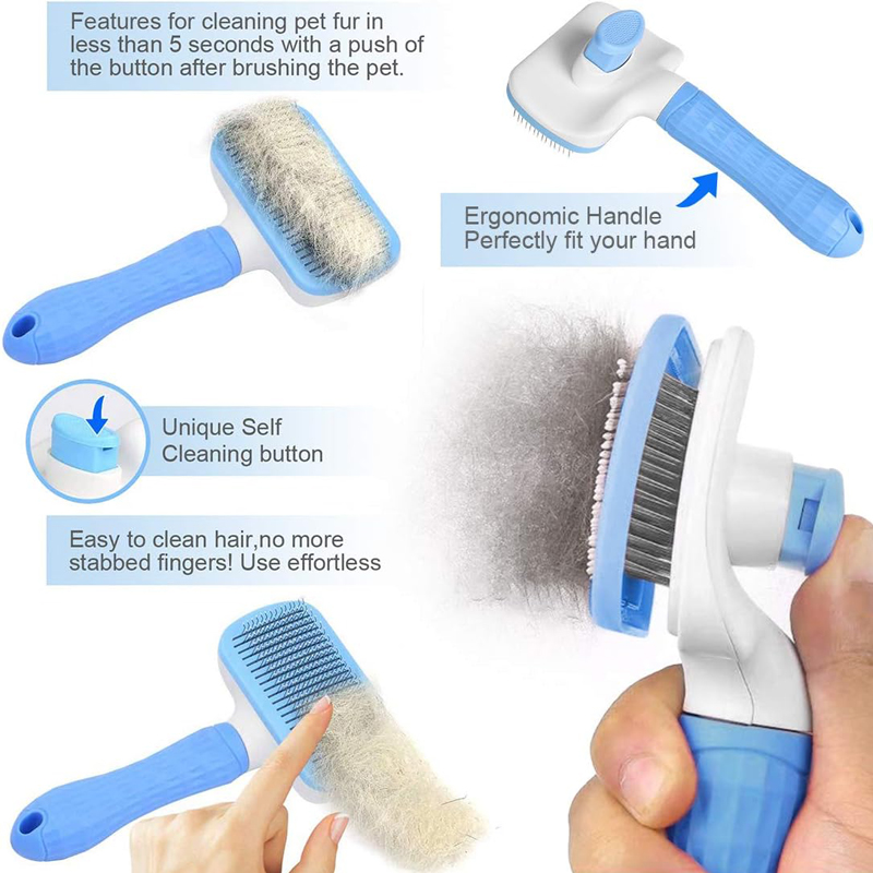 Self Cleaning Slicker Brush Dog Brush & Cat Brush with Massage Particles Removes Loose hair & Tangles Skin Friendly & Promote Circulation