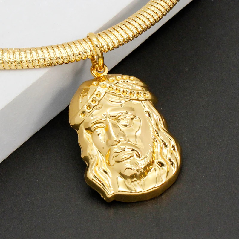 Necklace Set Vintage Jesus Avatar Pendant Earrings Personalized Hip Hop Fashion Womens Jewelry 24K Gold Dubai Jewelry 241018