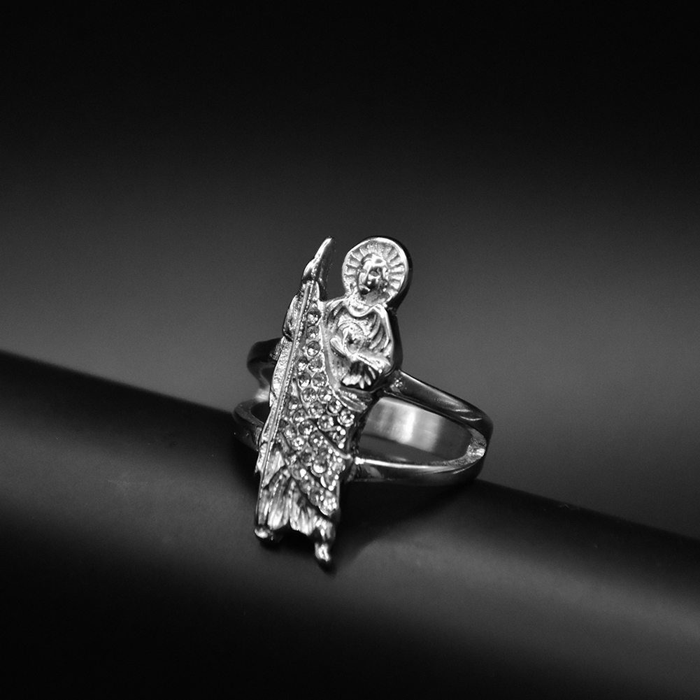 Stainless Steel St Jude Casting Ring 18k Gold Plated Women Men Religious Jewelry