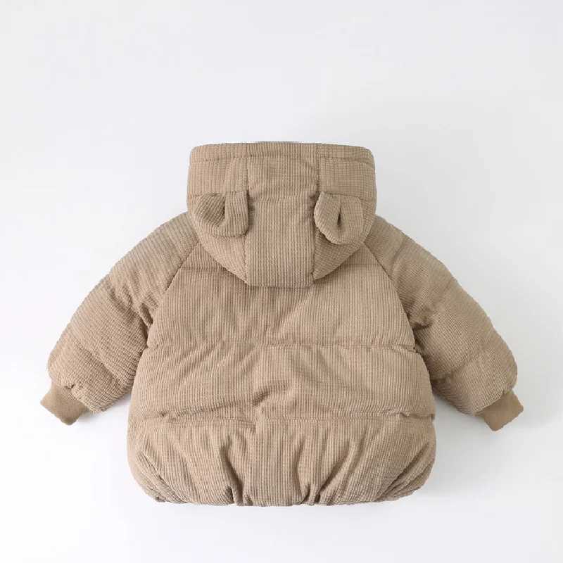 Childrens hooded denim jacket for winter and autumn childrens thick warm jacket for boys and girls zipper solid classic clothing for 1-6 years M241018