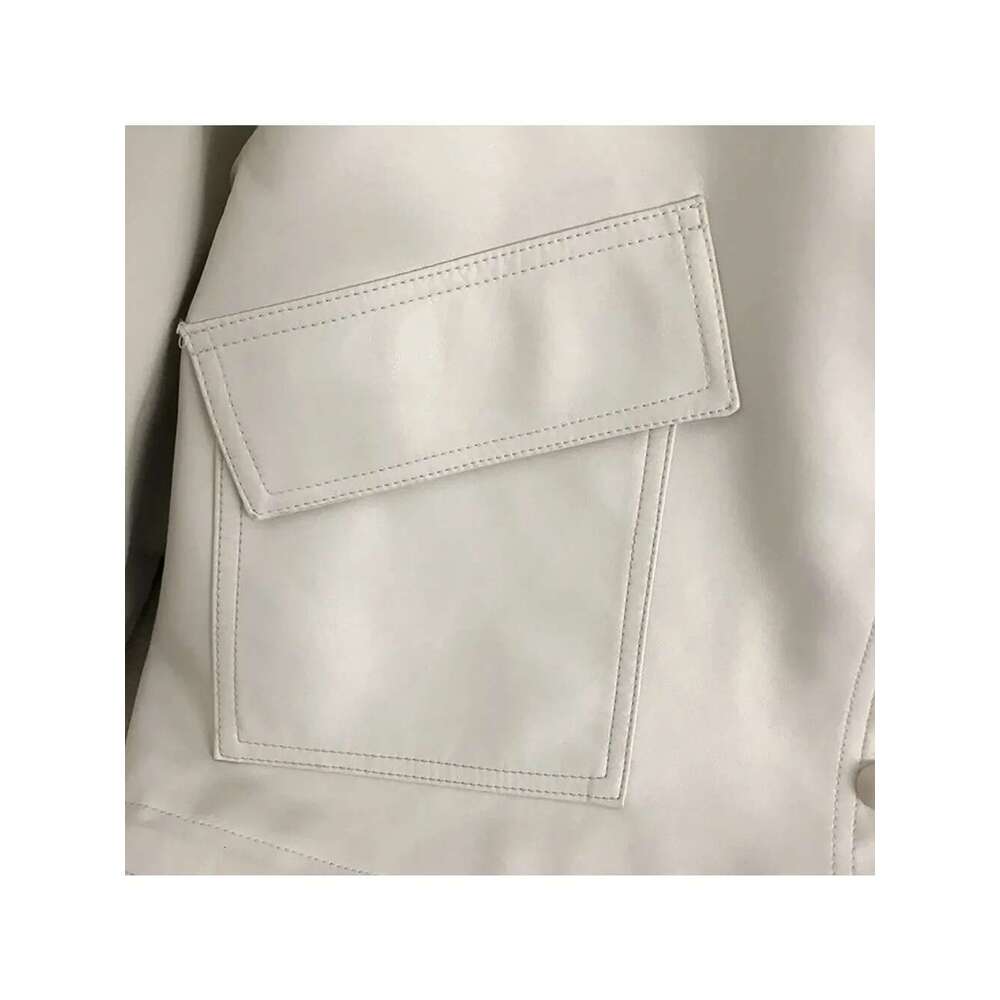 2024 Spring Faux Leather Jacket Women Streetwear Autumn Long Sleeve Short Coats Loose Warm Moto Biker Outwear American Style