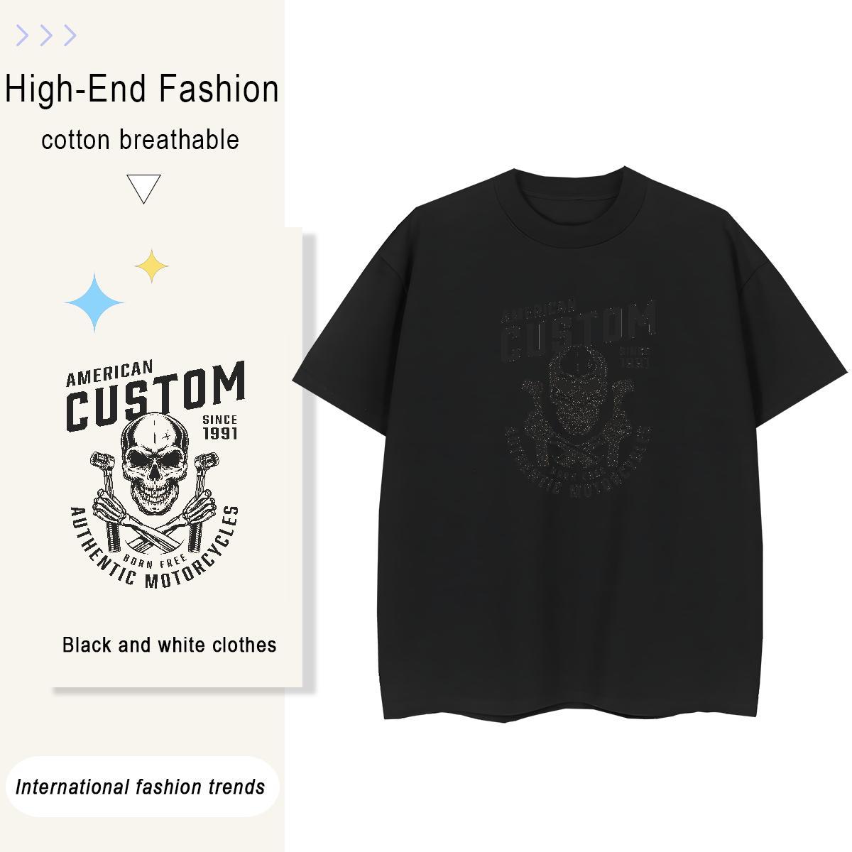 Classic T-Shirts for Women 230g Pure Cotton O-Neck Short Sleeve Beach skull Unisex Tshirts Free Shipping DIY Anime Printed Clothes Shirt