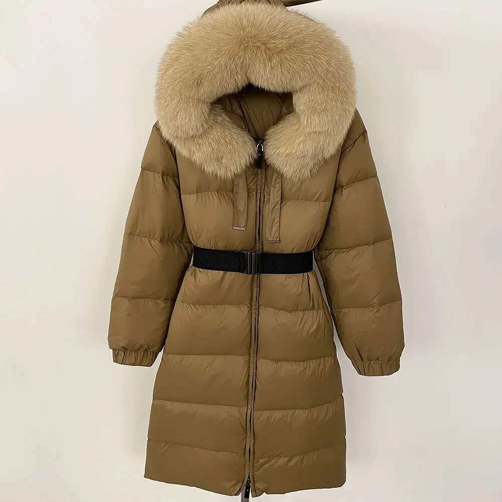 New Winter 2024 Real Women Warm Hooded Natural Fox Fur Puffer Jacket Cold Lady 90 White Duck Down Coat
