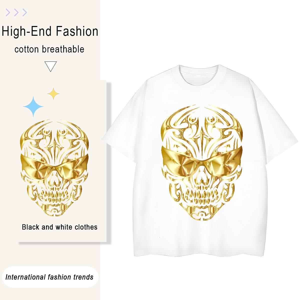 Stylist T-Shirts 230g 100% Cotton Short Sleeve O-Neck Outdoor skull Tshirt for Man Woman Loose fit Custom Print Plus Size Polos