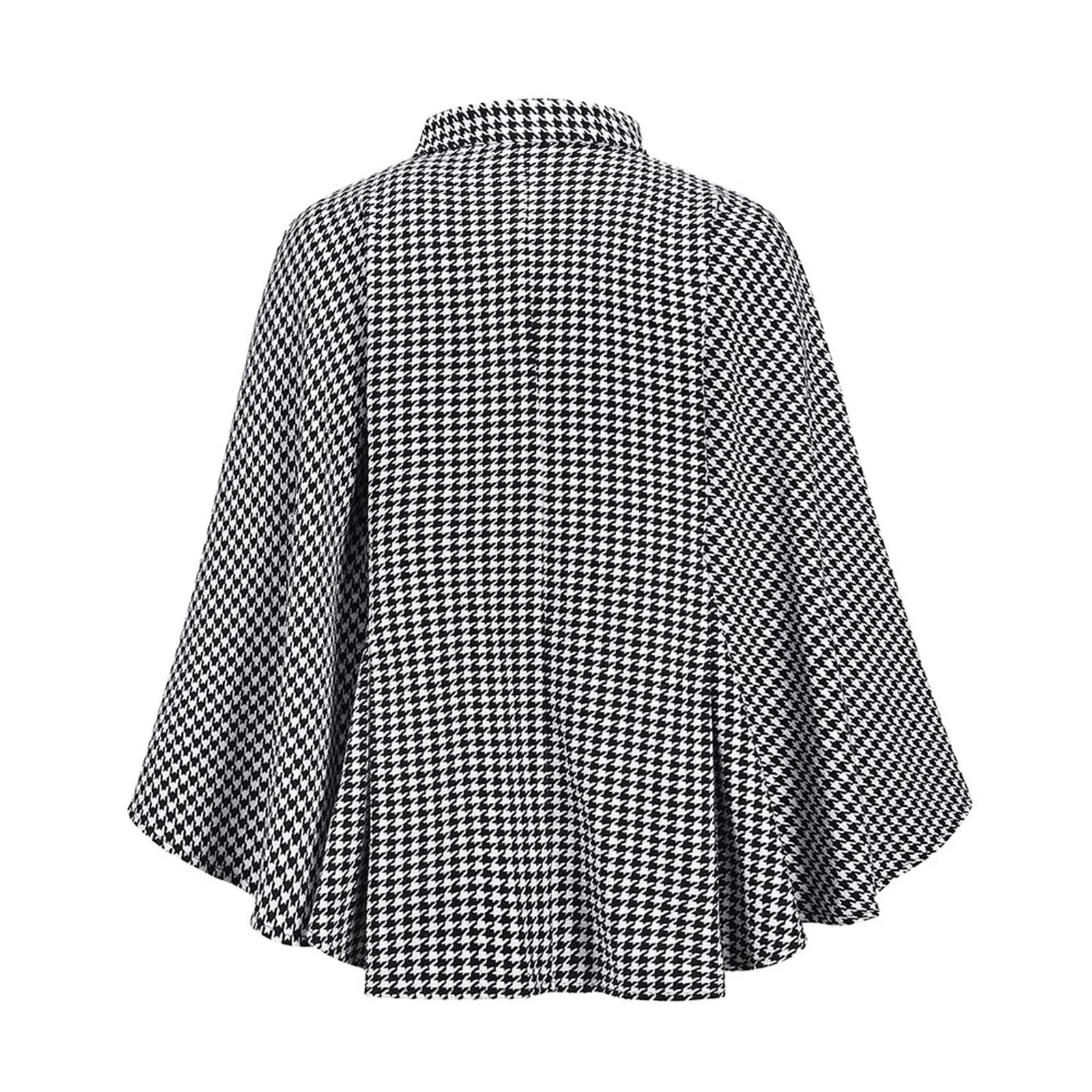 Women Winter Coats Arrival Loose Oversized Cloak Top Fashion Vintage Black White Plaid Korean Style y Warm Jacket 241018