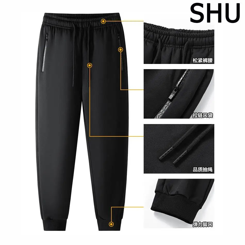 Men Cotton Pants Winter Trousers Plus Size 5XL 6XL Thickened Fur Plush Warm Large Outdoor Windproof Clothing 241018