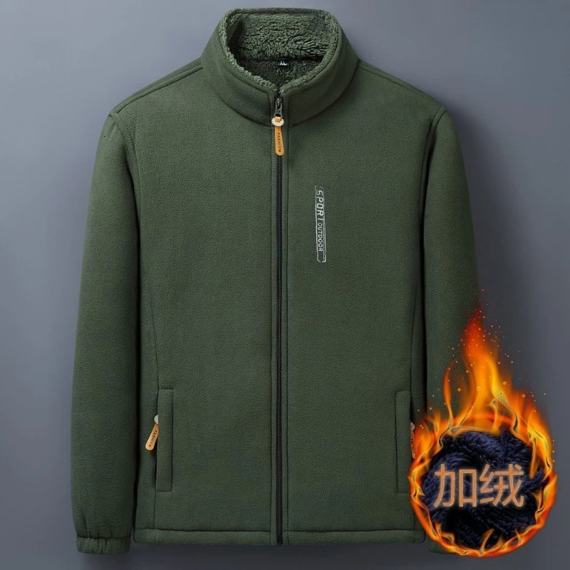 Winter Men Outdoor Fleece Jacket Casual Polar ColdProof Thickened Coat Lightweight Windproof Zipper Cardigan Warm 241018