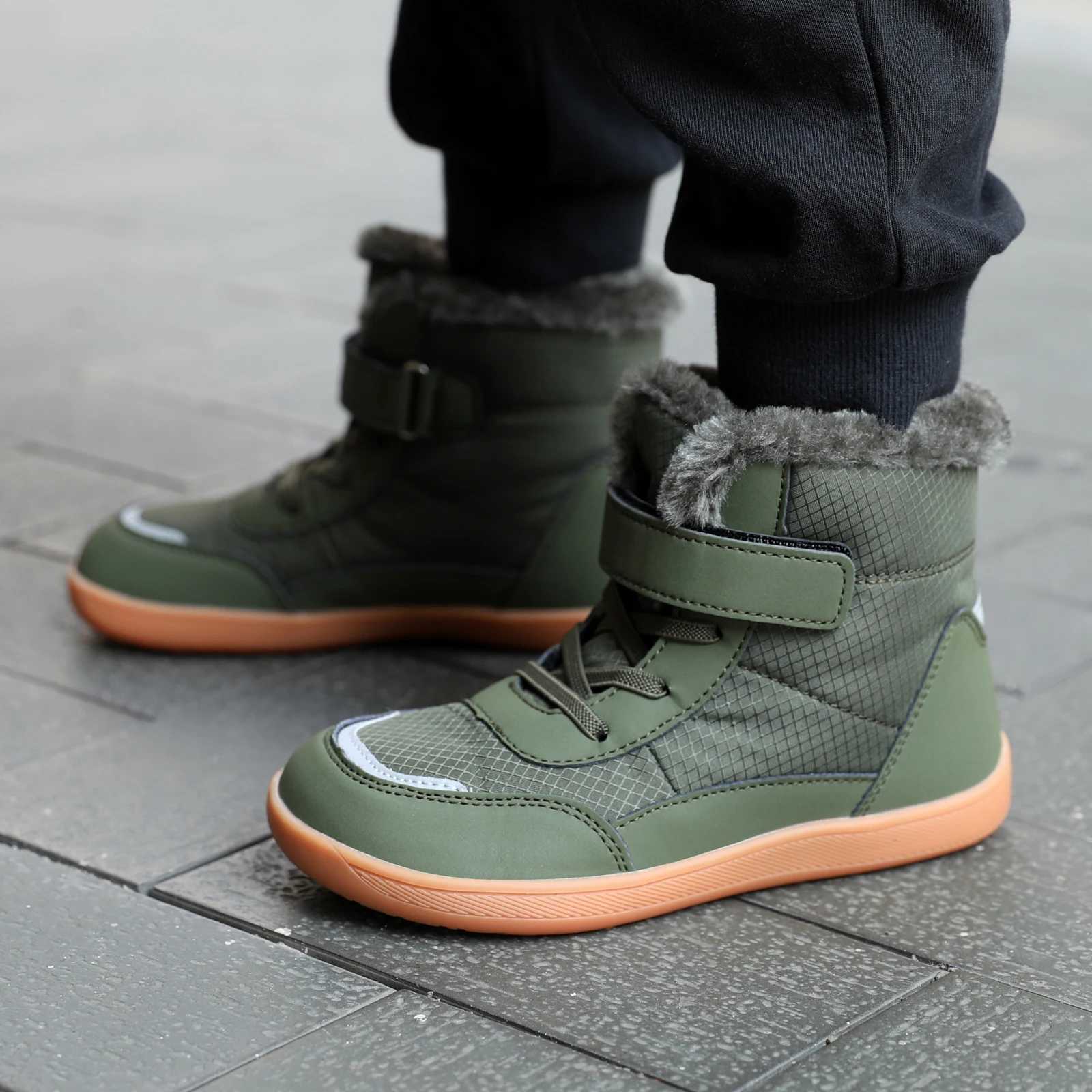 Boots New autumn and winter childrens snow boots high top velvet thick cotton shoes outdoor casual warm boots H241018