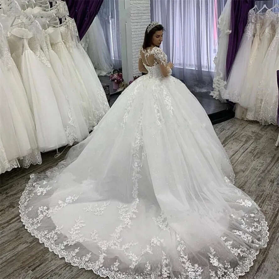 Princess E 2024 A Wedding Dresses Beaded Bridal Gowns Long Sleeves Sweep Train Plus Size Marriage Vestido Novia Lace Appliqued Sequins Robe De Mariee 