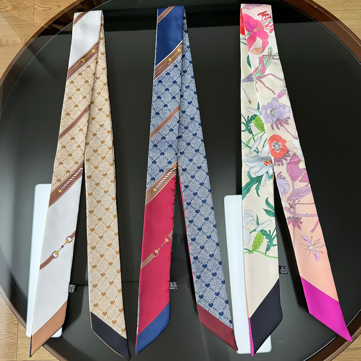 Luxury Scarves For Women Summer Scarf Size 120*5cm Tie Bags Brand Hair Bands Fashion Christmas Gift For Girl