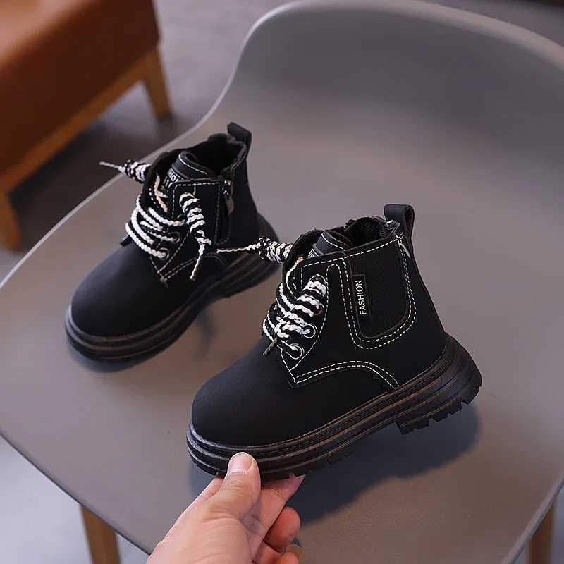 Boots New Kids Shoes Boots for Girl Spring Autumn Solid Color Boys Causal School Boots Fashion Versatile Children Platform Ankle Boots H241018
