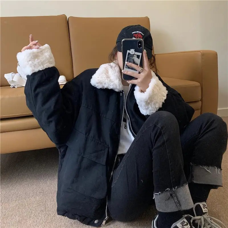 Short Style Parkas Women Warm Thick Sweet Cute Harajuku Coats Korean Fashion Girlish College Stylish Tender Winter 241018