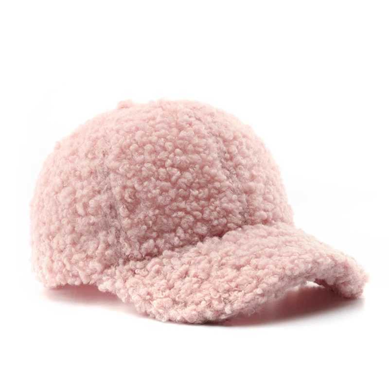 Japanese Womens Autumn and Winter Solid Color Lamb Wool Warm Ear Protection Baseball Cap Outdoor Mens Casual Hat Gorras HombreX241018