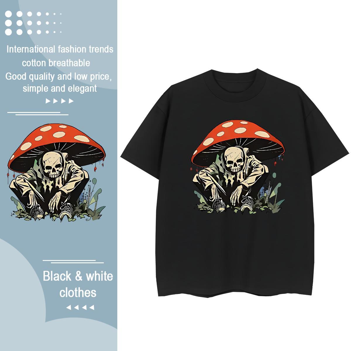 DIY Woman T Shirts 230g Cotton Breathable Sports Casual skull Woman Tshirt High quality Anime Tops Tees