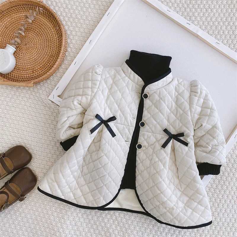 Baby girl winter coat childrens fashionable warm jacket childrens trend with velvet park baby autumn lightweight clothing 1-6Y M241018