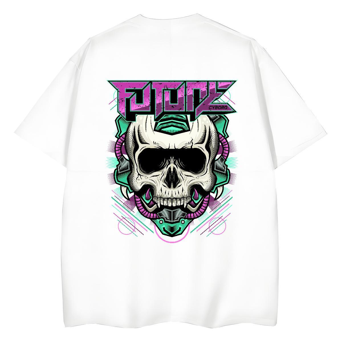 New Women T Shirts 100% Cotton 230g Breathable Soft Street skull Unisex Tshirts Wholesale Custom Print Oversized Tees Shirts