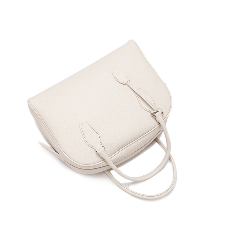 Donna-In Layer Cow Leather Handbag For Women Full Grained Top Handle Bag Genuine Minimalist Large Capacity Shell Shape