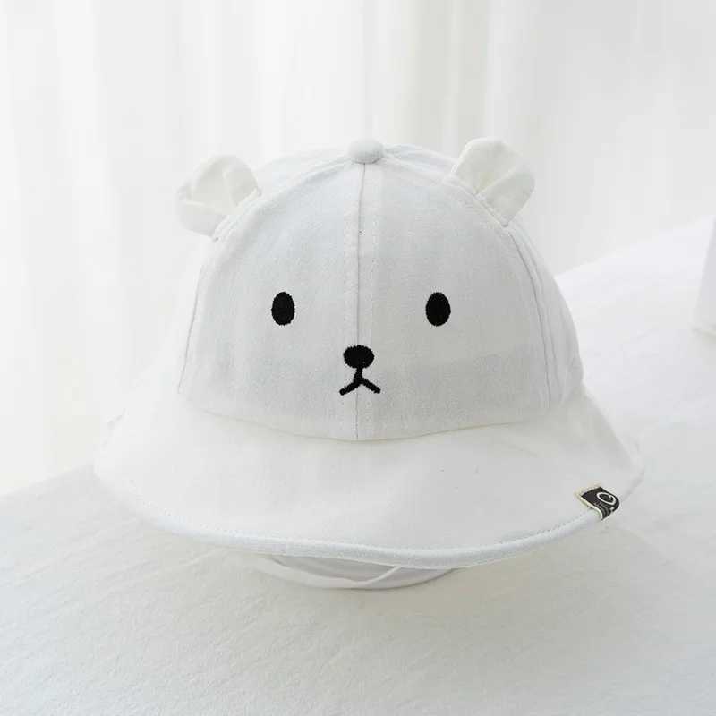 Cute Bear Baby Bucket Hat With Ears Boy Girl Cotton Kids Sun Hat Outdoor Summer Child Panama Cap LX241018