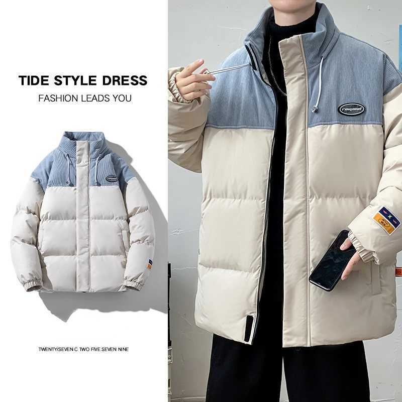 M-8xl Mens Winter Jacket Fashion High Street Splicing Wind Corduroy Thick Warm Parka Men Korean Style Oversized Padded Jacket LX241018