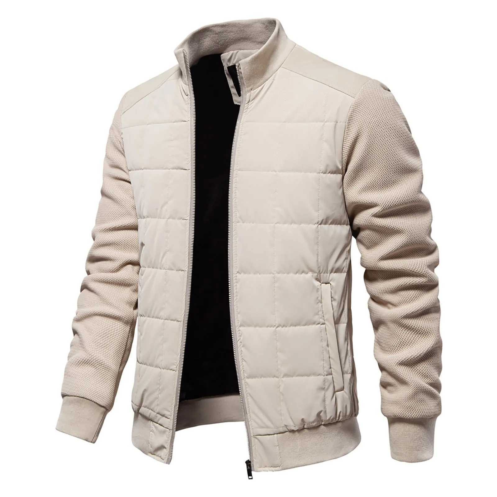 Thick Warm Winter Coat Mens Long Sleeved Outdoor Jackets Color Matching Loose Warm Jacket Stand-Collar Casual Overcoat LX241018