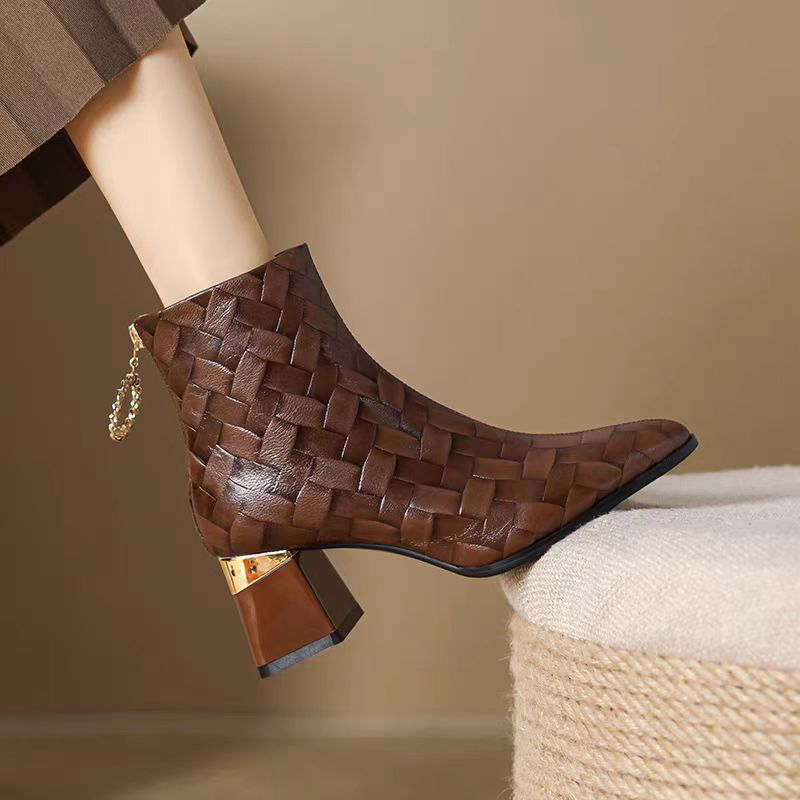 Leather High Heel Martin | Trendy 2024 Winter Boots for Women ab88