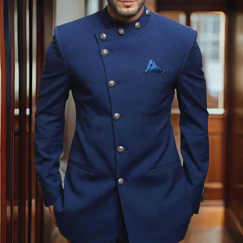 Blue Jodhpuri Suit for Mens Formal Wedding Groom Tuxedo 2 Piece Single Breasted Jacket with Pants Male Fashion Costume New Arrival 2025