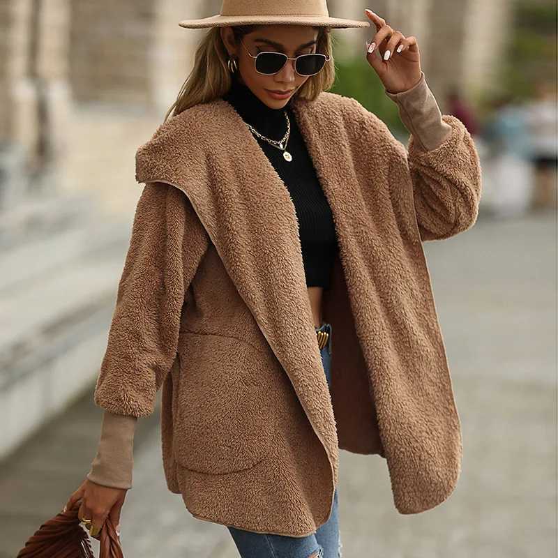 APIPEE 2024 new autumn and winter coat women winter faux lamb wool sheep shearling double-sided cashmere coat womenX241018