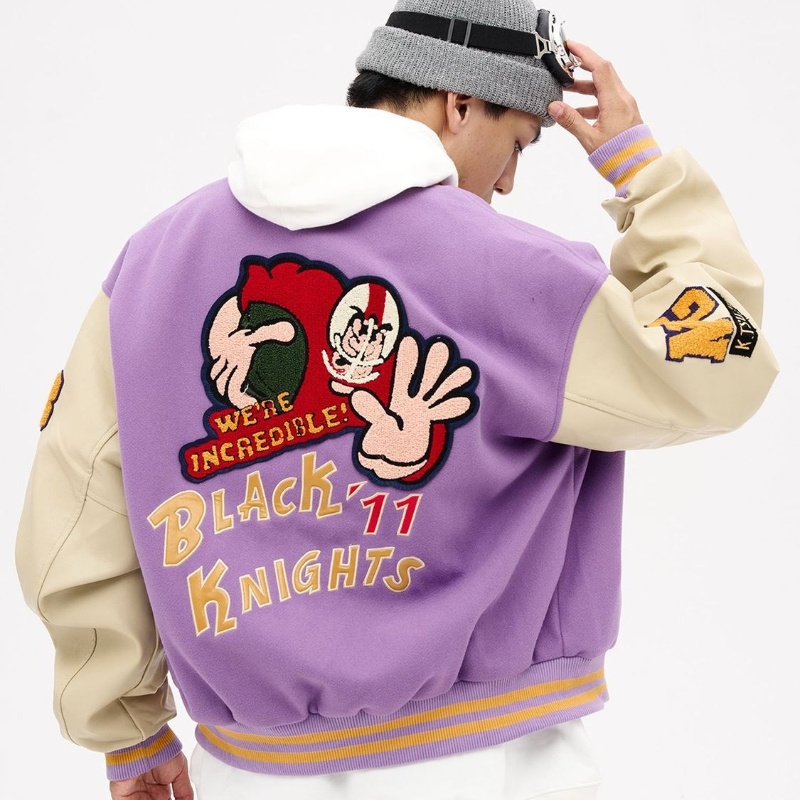 American Vintage Coat Unisex Spring Autumn Baseball Uniform Men Women Loose Embroidery Patchwork O-Neck Preppy Jacket