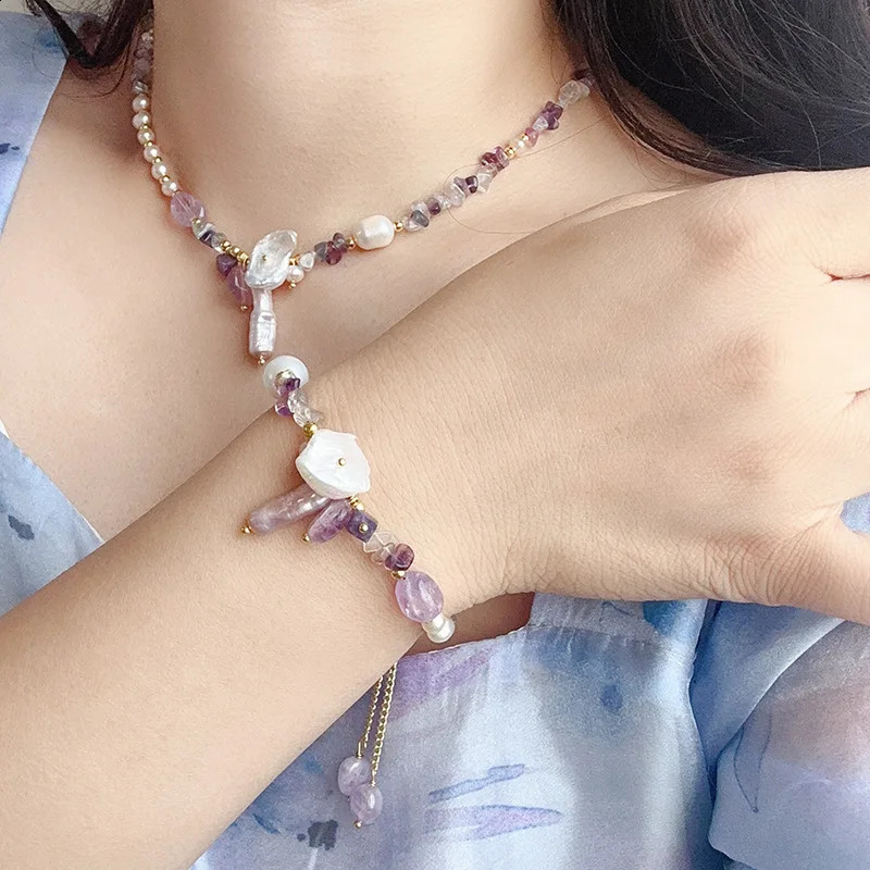 Natural Stone Baroque Pearl Bracelet Womens Fashion Stainless Steel Charm Bracelet Party Jewelry Accessories Gift 241018