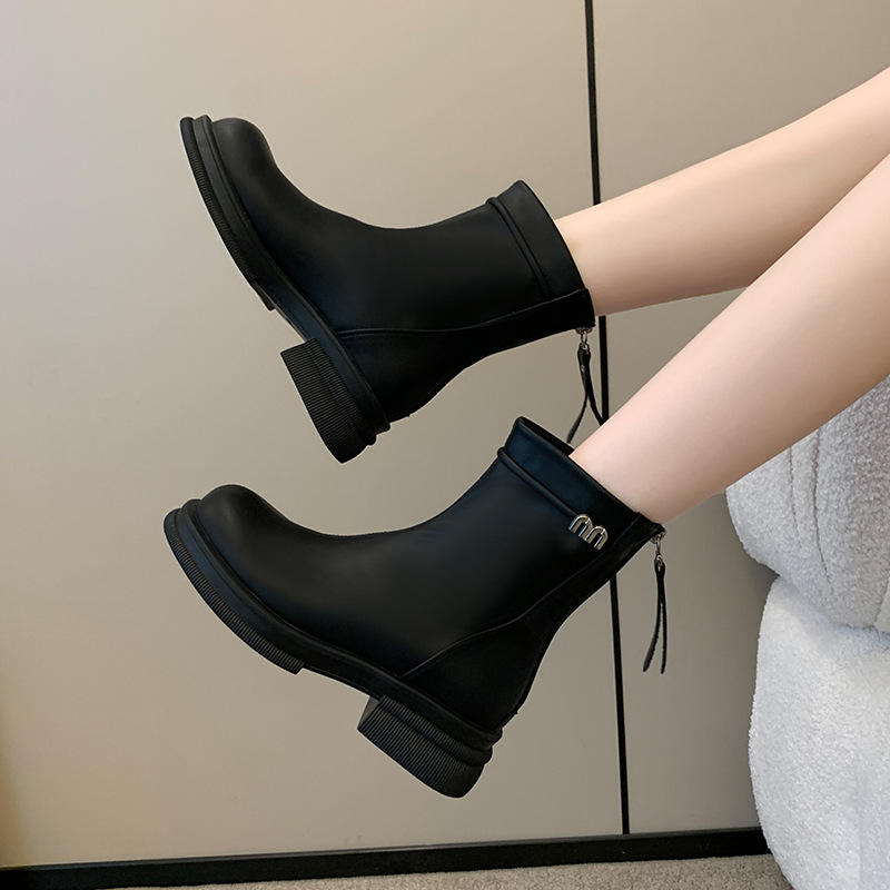 Women Fashion Boots Winter Trendy Wear Warm Leather Martin Boots Simple Design Casual Style Veratile Triple Black Khaki Brown Free shipping