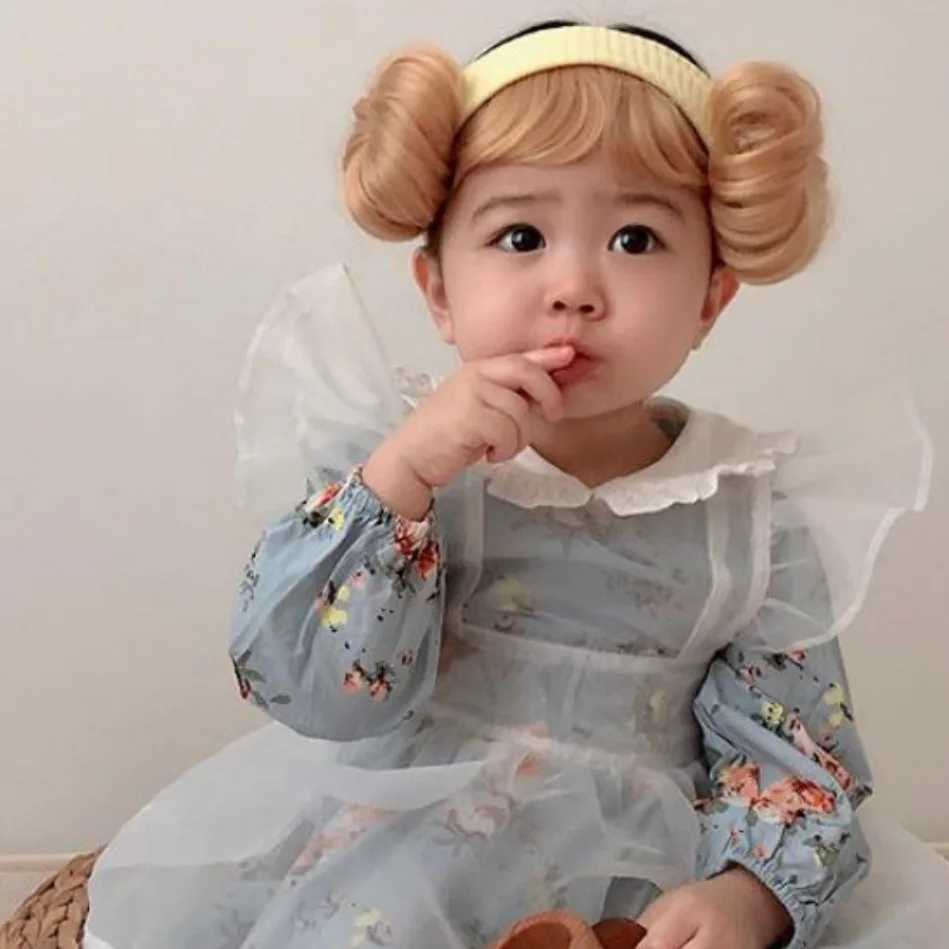 Hair accessories Fashion Cute Buns Baby Girl Wig Hat Cap Hairpiece Cosplay Newborn Children Headbands Headwear for Kids Girls LX241018