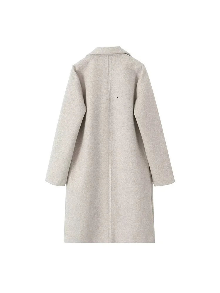 Willshela Women Fashion Solid Open Stitch Long Trench Coats Vintage VNeck Full Sleeves Female Chic Lady Outfits 241018
