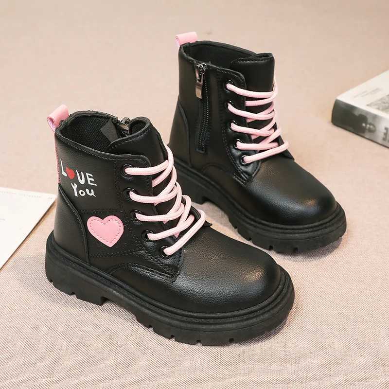 Boots Girls Ankle Boots Non-slip Kids Fashion Performance Boots Heart Children Princess Catwalk Boots Anti-Slippery Size 26-37 H241018