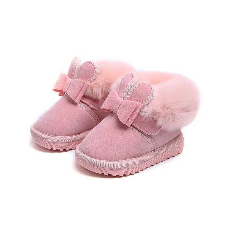 Boots AINYFU Baby Snow Boots Childrens Snow Boots Winter Warm Plush Rabbit Princess Shoes Childrens Sports Shoes Cute Soft Boots B194 H241018