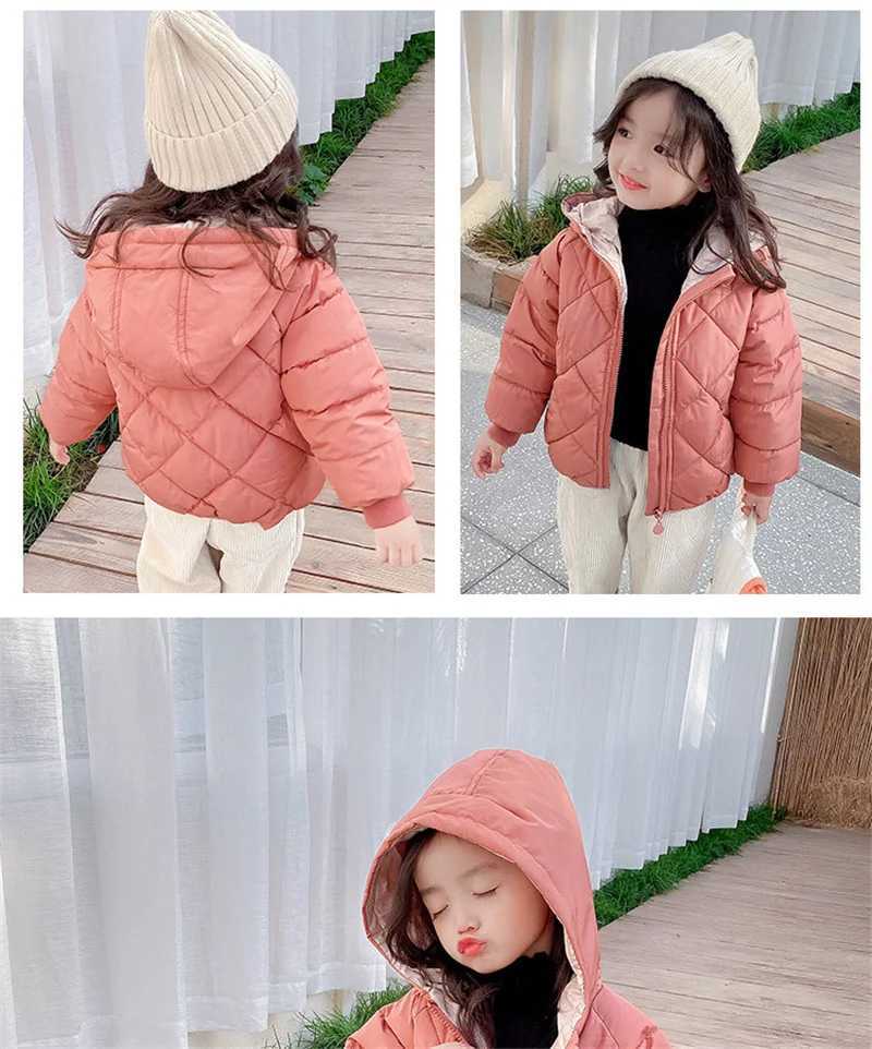 Winter Childrens Thick Coat Autumn Boys and Girls Fashion Apron Warm Coat Baby Hoodie Childrens Cotton Coat 3-8Y M241018