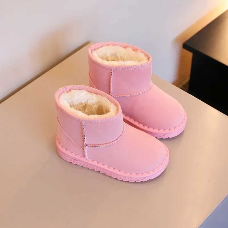 Boots Cute warm fashionable non slip childrens shoes plush cotton shoes boys and girls running shoes waterproof snow boots in winter H241018