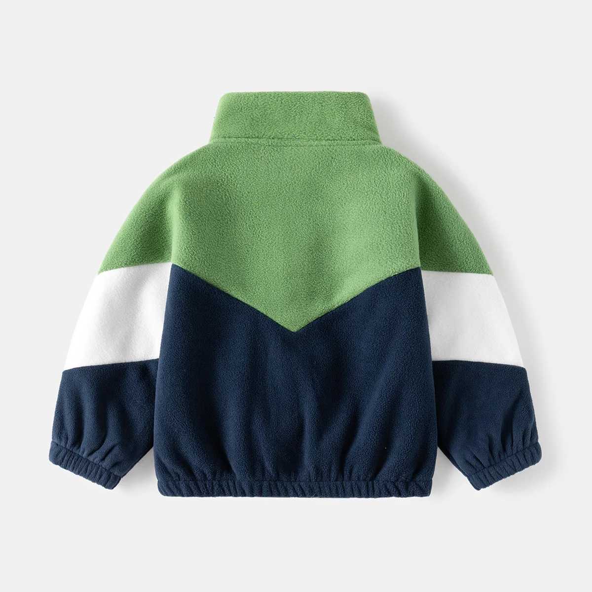 IYEAL New Autumn Winter Childrens Top Boys Thickened Color Matching Zipper Jacket M241018